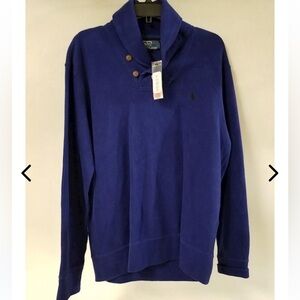NWT Men’s Women’s POLO RALPH LAUREN $75 Cotton Sweater L Blue Navy Polo Pony